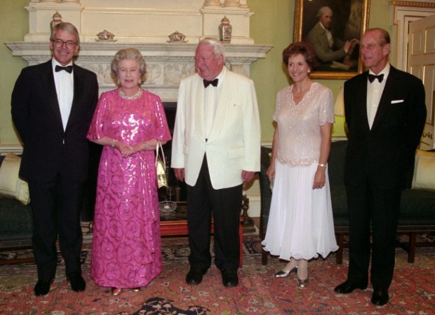 John Major and His Wife with The Queen