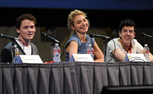 Anton Yelchin with Imogen Poots, and Christopher Mintz-Plasse at Comic-Con
