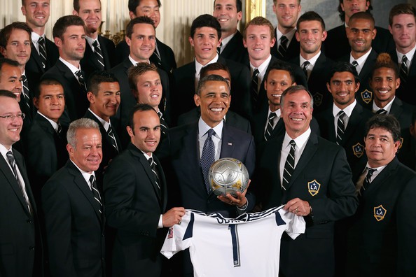 Landon with Obama along with LA Kings and LA Galaxy Squad