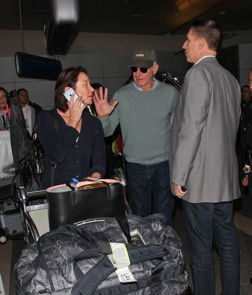 Actors Mark Hamill and Harrison Ford at LAX airport in Los Angeles 