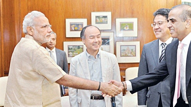 Sunil Mittal with Indian Prime Minister Narendra Modi