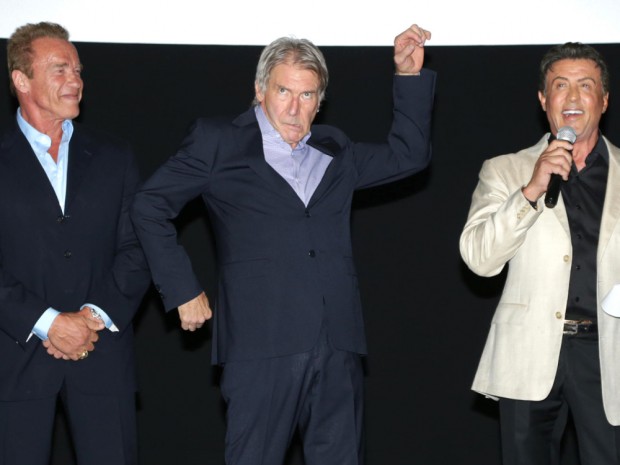 Harrison Ford with Arnold and Stallone at The Expandables 3 Premiere